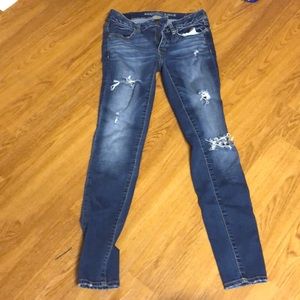 American Eagle super stretch skinny ripped jeans